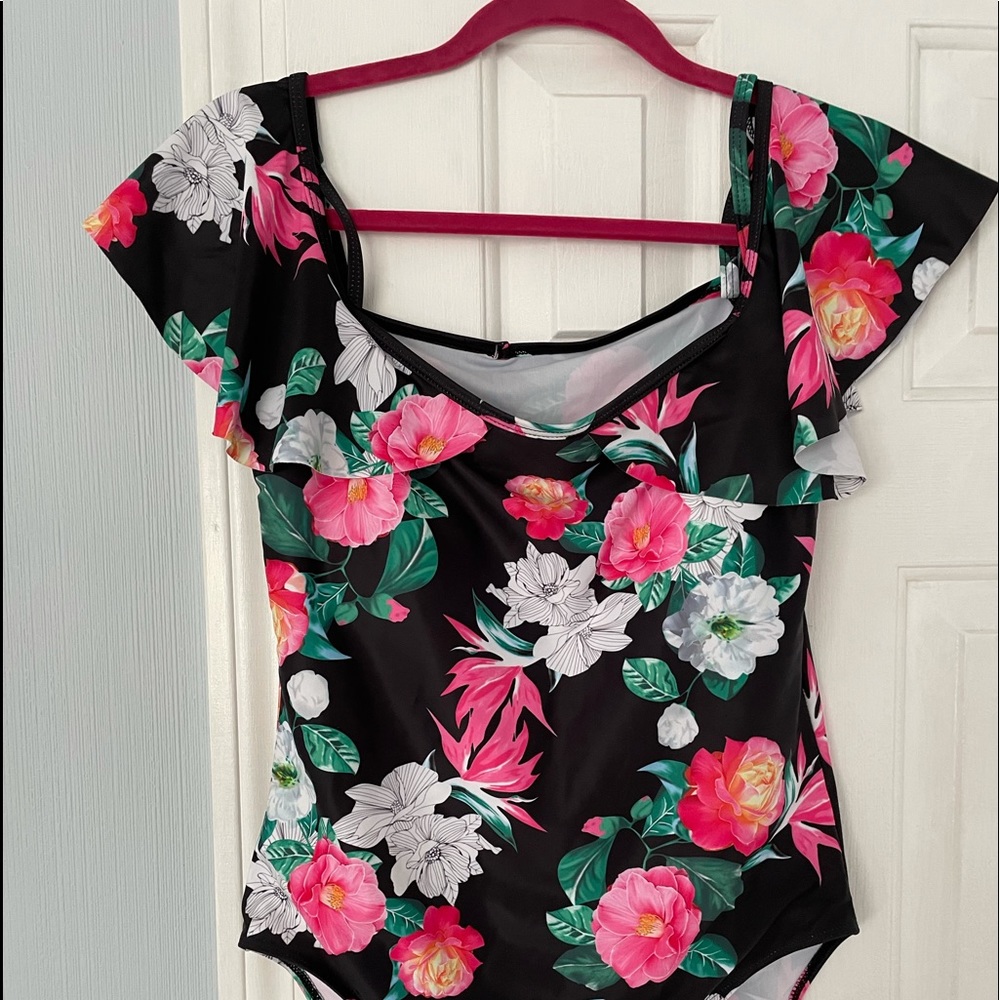 Holipick 1 piece ladies swimsuit.  Off shoulder